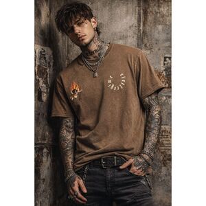 Civil Regime Brown Short Sleeve T Shirt Tee Top  Mens Size Small